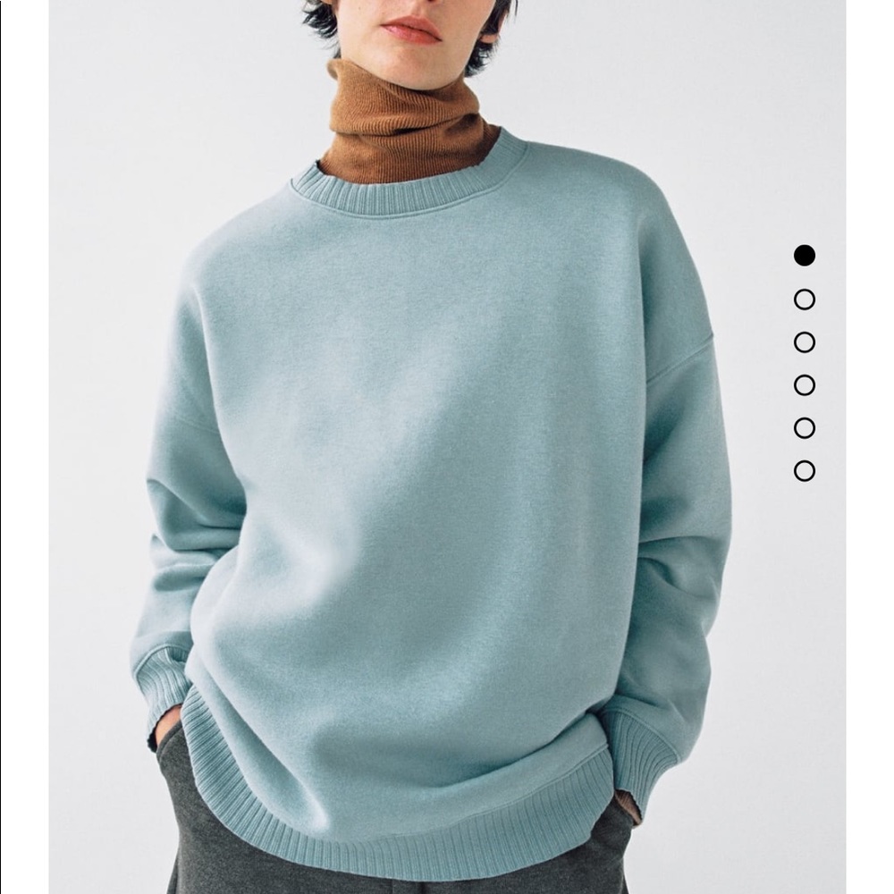 ZARA Oversized Plush Sweatshirt Crew Neck Small